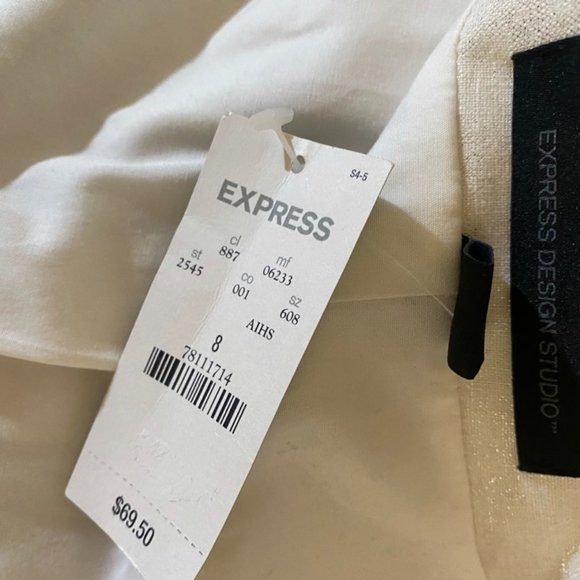 NWT Women's Chic White Shimmer Short Sleeve Button Top Express - Picture 7 of 10